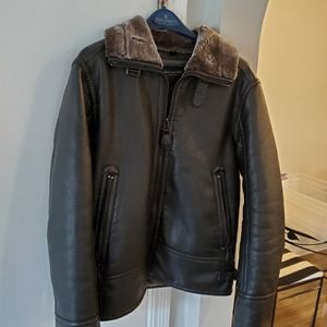 Men's leather and shearling lined